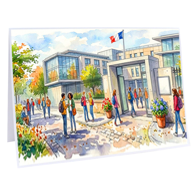 Cartonnage Collège Lycée aquarelle drapeau français